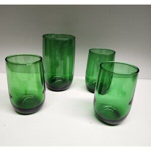 Forest Green Vintage Glasses, Roly Poly Anchor Hocking Set (4)